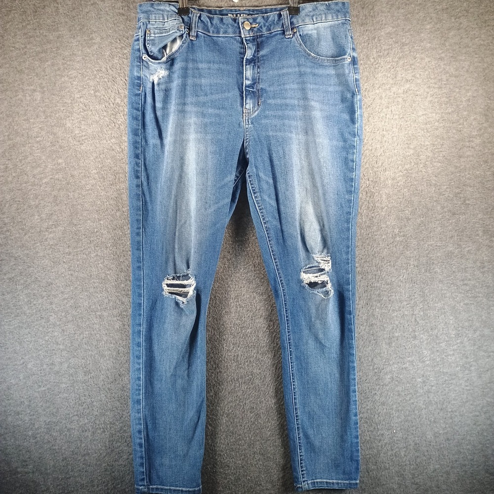 Blue Spice Jeans Women 17 LightWash Distressed HighWaist Skinny Vintage Recycled
